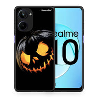 Thumbnail for Θήκη Realme 10 Halloween Scary Pumpkin από τη Smartfits με σχέδιο στο πίσω μέρος και μαύρο περίβλημα | Realme 10 Halloween Scary Pumpkin Case with Colorful Back and Black Bezels