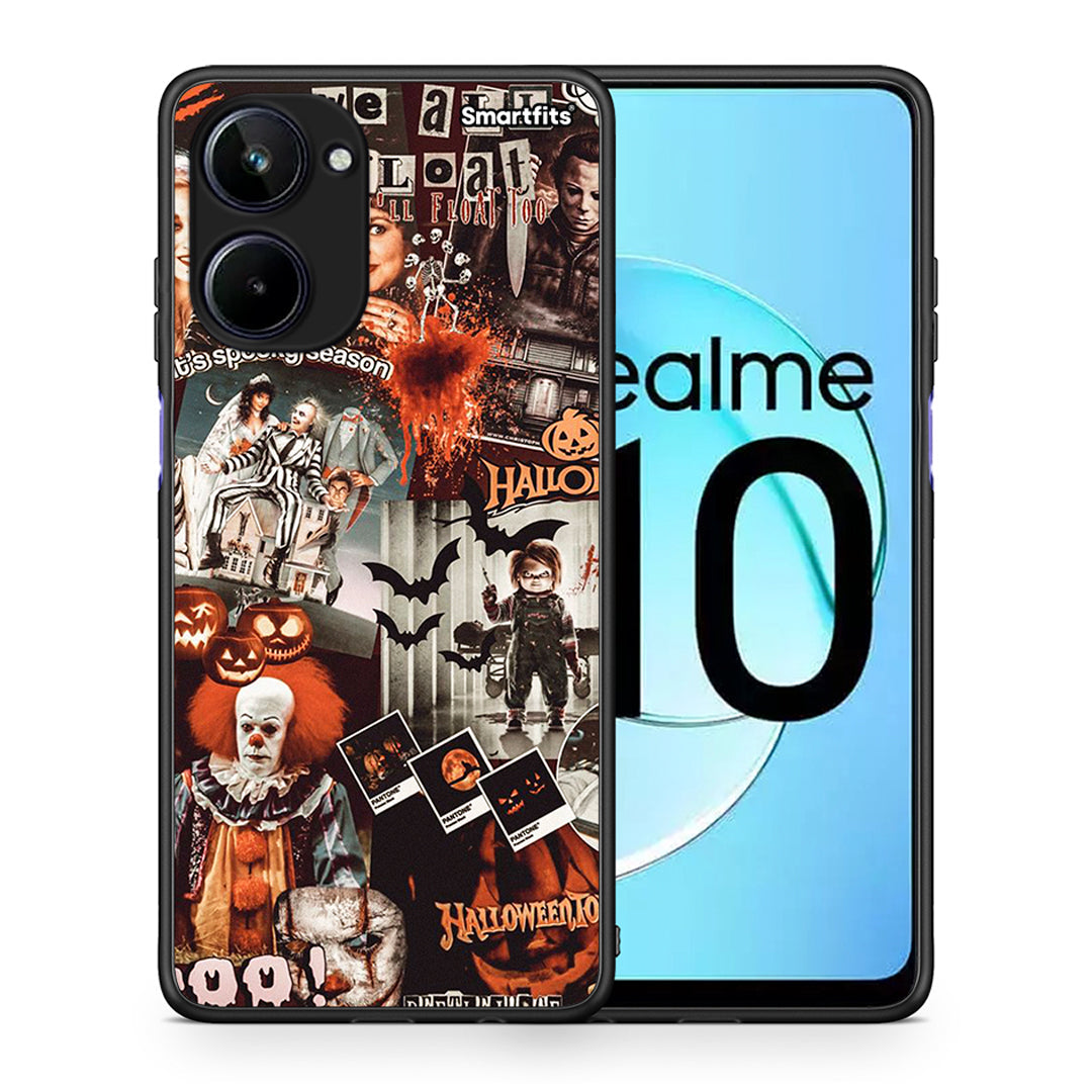 Θήκη Realme 10 Halloween Spooky Season από τη Smartfits με σχέδιο στο πίσω μέρος και μαύρο περίβλημα | Realme 10 Halloween Spooky Season Case with Colorful Back and Black Bezels