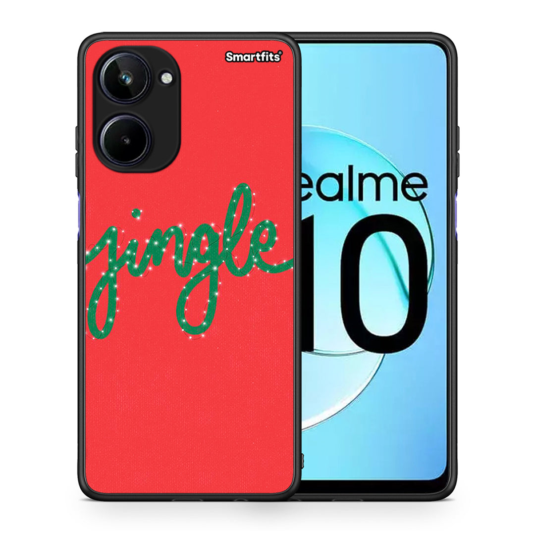 Θήκη Realme 10 Jingle Xmas από τη Smartfits με σχέδιο στο πίσω μέρος και μαύρο περίβλημα | Realme 10 Jingle Xmas Case with Colorful Back and Black Bezels