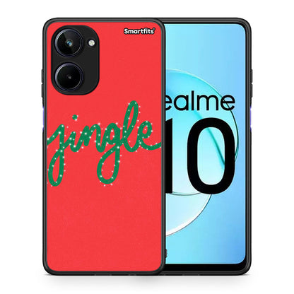 Θήκη Realme 10 Jingle Xmas από τη Smartfits με σχέδιο στο πίσω μέρος και μαύρο περίβλημα | Realme 10 Jingle Xmas Case with Colorful Back and Black Bezels