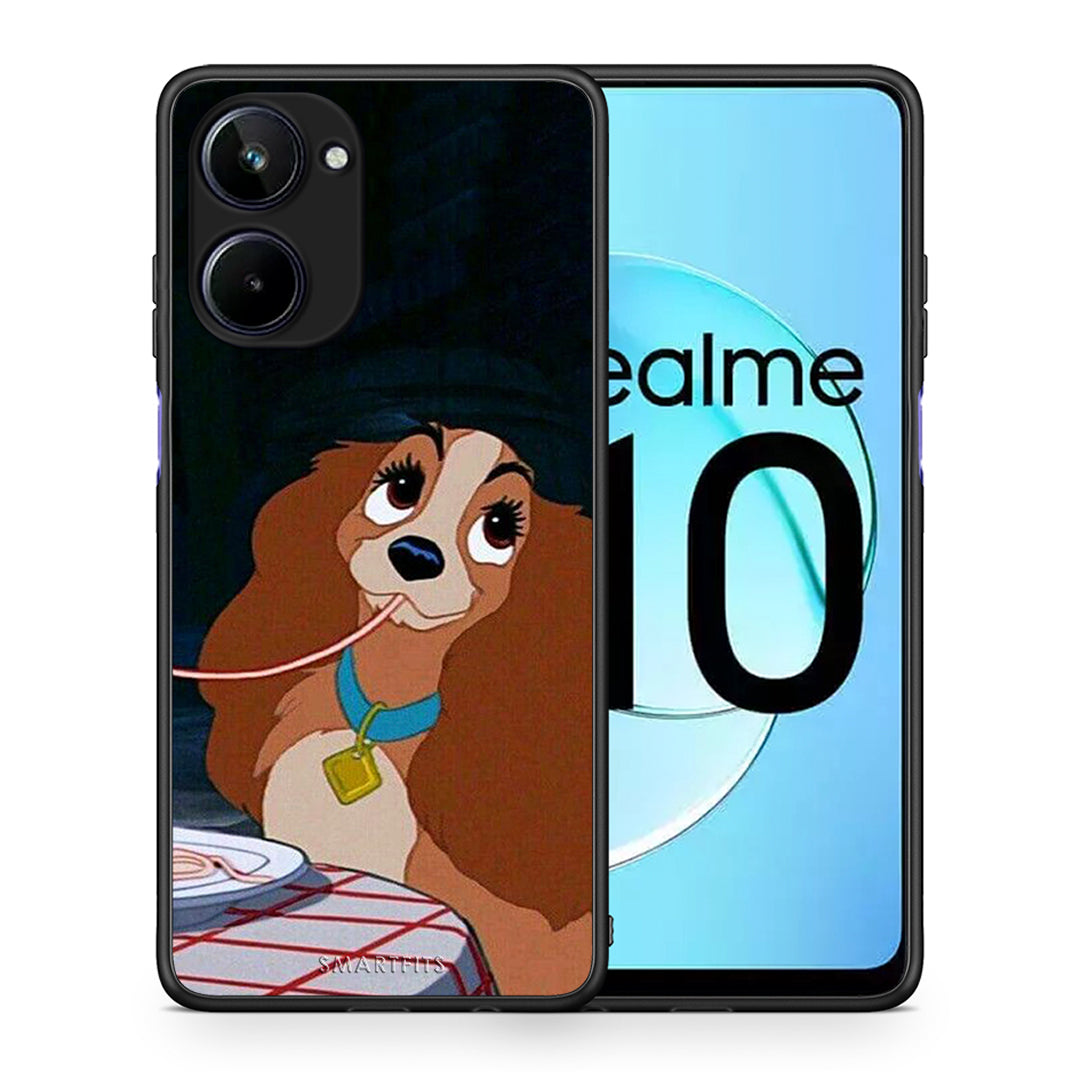 Θήκη Realme 10 Lady And Tramp 2 από τη Smartfits με σχέδιο στο πίσω μέρος και μαύρο περίβλημα | Realme 10 Lady And Tramp 2 Case with Colorful Back and Black Bezels