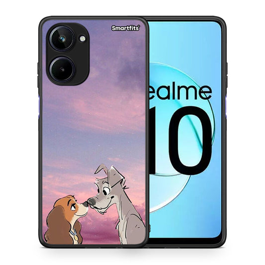 Θήκη Realme 10 Lady And Tramp από τη Smartfits με σχέδιο στο πίσω μέρος και μαύρο περίβλημα | Realme 10 Lady And Tramp Case with Colorful Back and Black Bezels