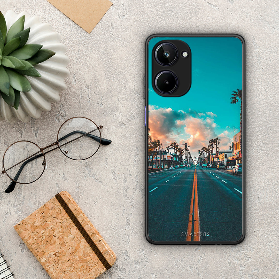 Θήκη Realme 10 Landscape City από τη Smartfits με σχέδιο στο πίσω μέρος και μαύρο περίβλημα | Realme 10 Landscape City Case with Colorful Back and Black Bezels