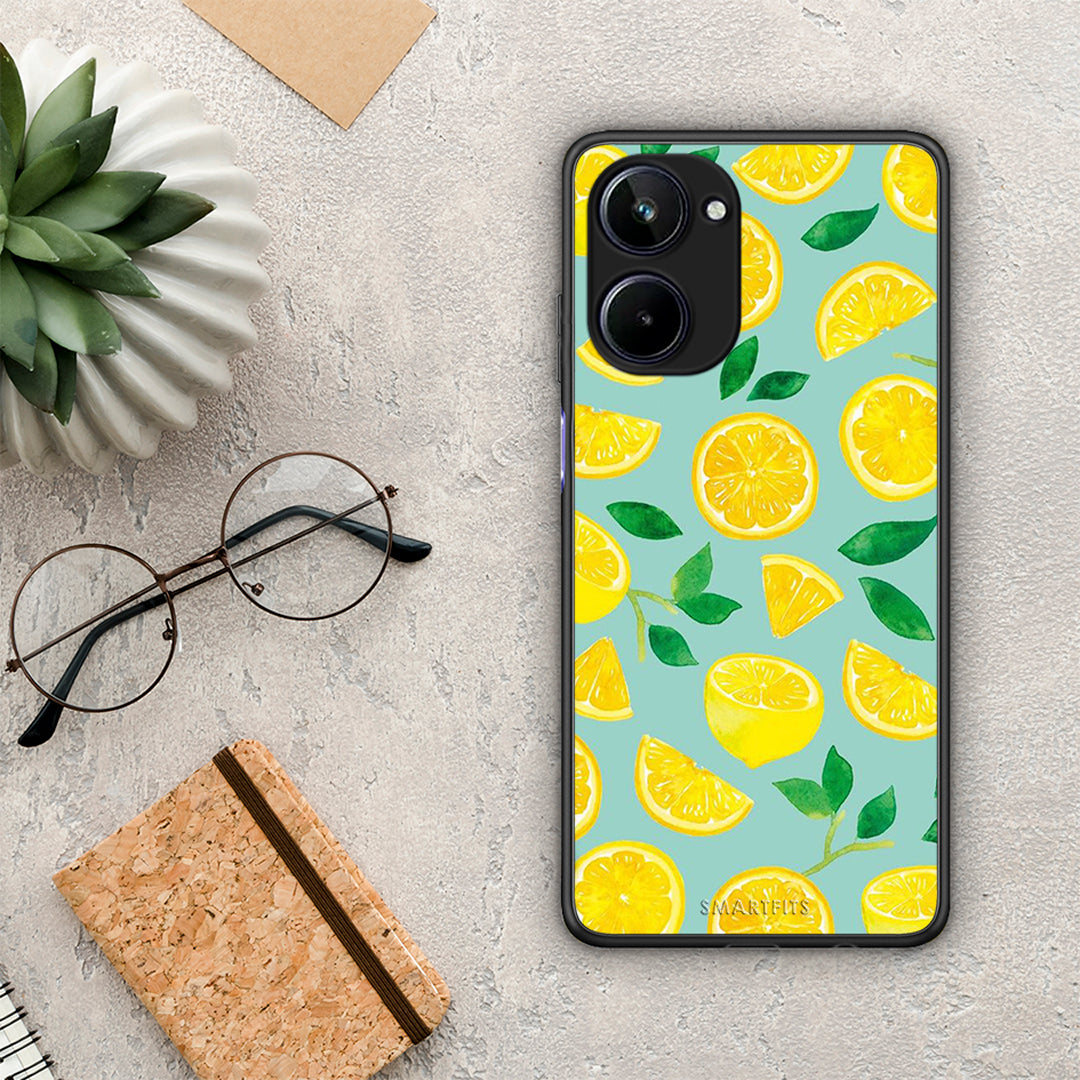 Θήκη Realme 10 Lemons από τη Smartfits με σχέδιο στο πίσω μέρος και μαύρο περίβλημα | Realme 10 Lemons Case with Colorful Back and Black Bezels