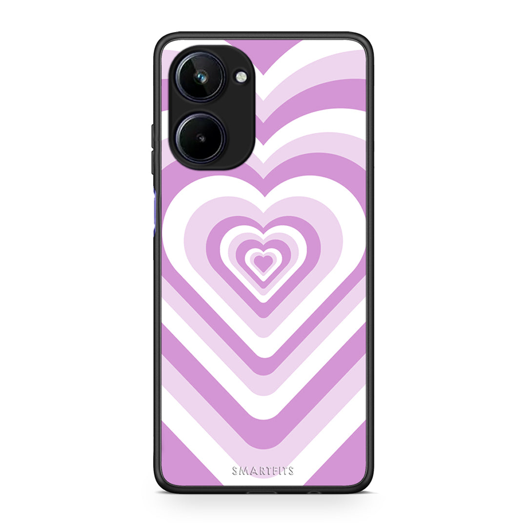 Θήκη Realme 10 Lilac Hearts από τη Smartfits με σχέδιο στο πίσω μέρος και μαύρο περίβλημα | Realme 10 Lilac Hearts Case with Colorful Back and Black Bezels