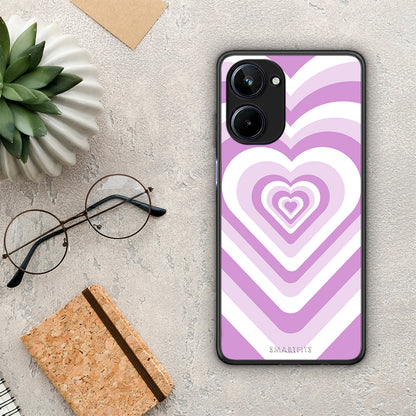 Θήκη Realme 10 Lilac Hearts από τη Smartfits με σχέδιο στο πίσω μέρος και μαύρο περίβλημα | Realme 10 Lilac Hearts Case with Colorful Back and Black Bezels
