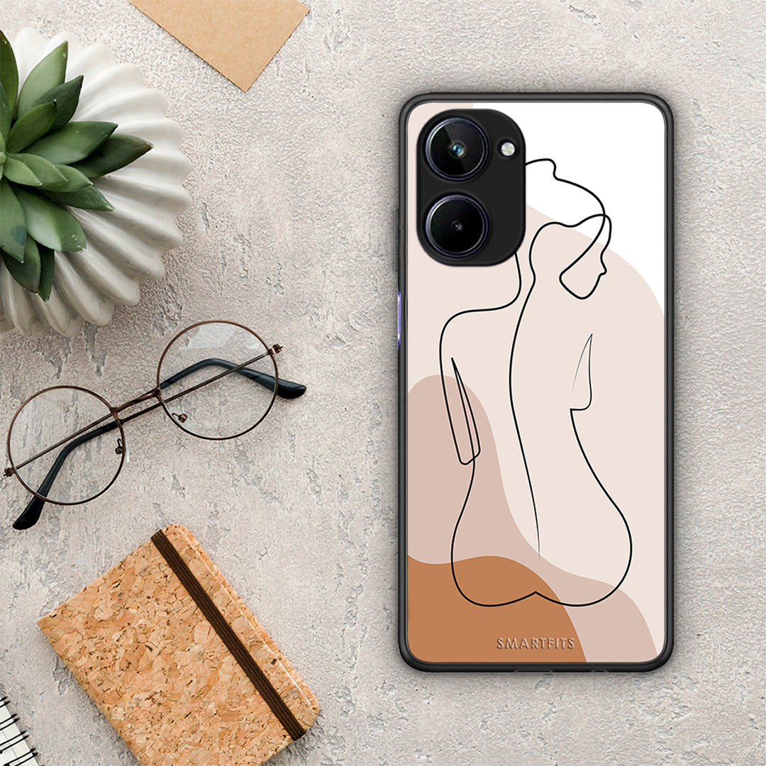 Θήκη Realme 10 LineArt Woman από τη Smartfits με σχέδιο στο πίσω μέρος και μαύρο περίβλημα | Realme 10 LineArt Woman Case with Colorful Back and Black Bezels