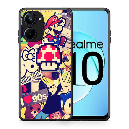 Θήκη Realme 10 Love The 90s από τη Smartfits με σχέδιο στο πίσω μέρος και μαύρο περίβλημα | Realme 10 Love The 90s Case with Colorful Back and Black Bezels
