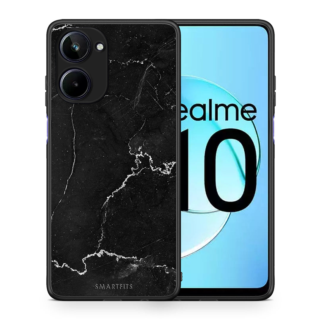 Θήκη Realme 10 Marble Black από τη Smartfits με σχέδιο στο πίσω μέρος και μαύρο περίβλημα | Realme 10 Marble Black Case with Colorful Back and Black Bezels