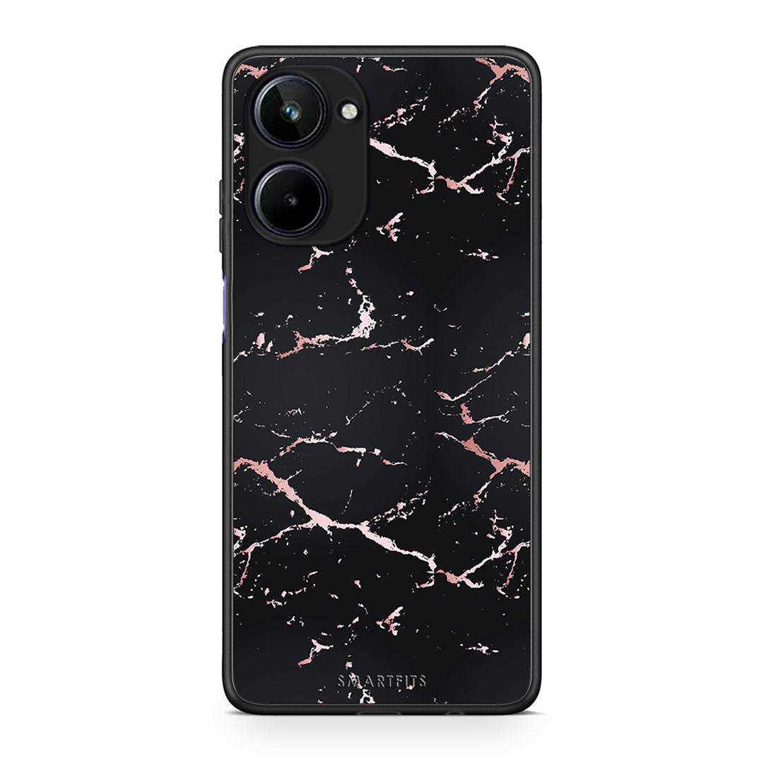 Θήκη Realme 10 Marble Black Rosegold από τη Smartfits με σχέδιο στο πίσω μέρος και μαύρο περίβλημα | Realme 10 Marble Black Rosegold Case with Colorful Back and Black Bezels