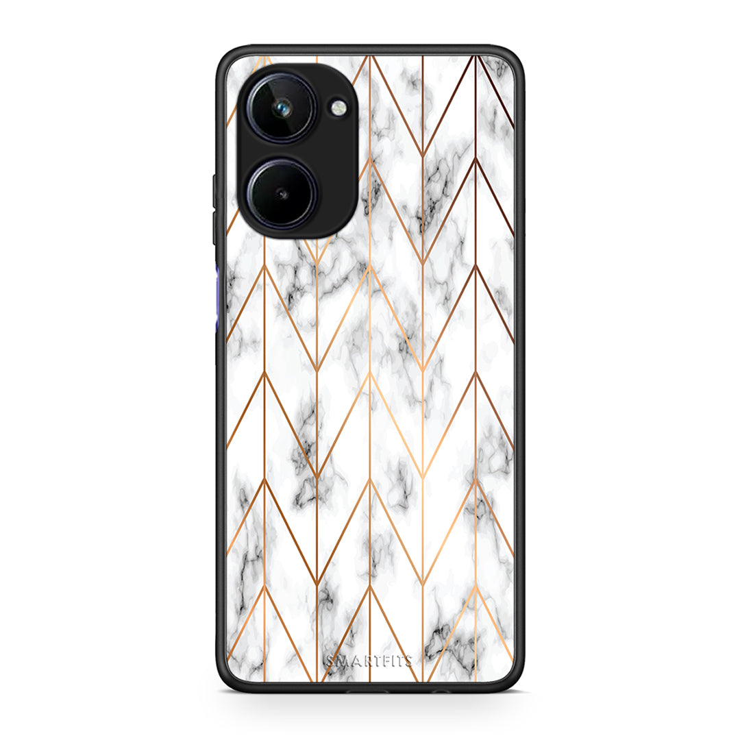 Θήκη Realme 10 Marble Gold Geometric από τη Smartfits με σχέδιο στο πίσω μέρος και μαύρο περίβλημα | Realme 10 Marble Gold Geometric Case with Colorful Back and Black Bezels