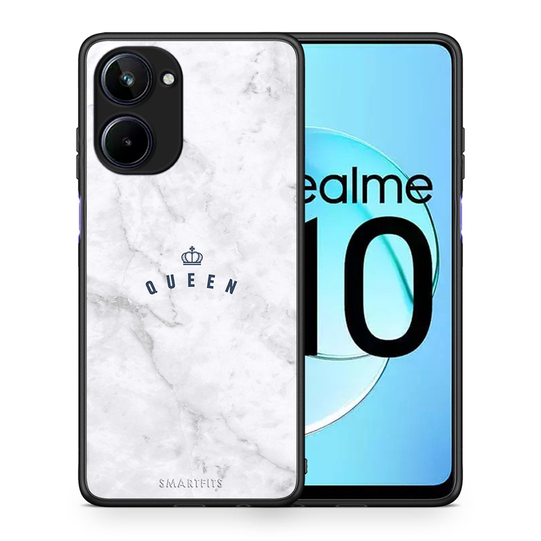 Θήκη Realme 10 Marble Queen από τη Smartfits με σχέδιο στο πίσω μέρος και μαύρο περίβλημα | Realme 10 Marble Queen Case with Colorful Back and Black Bezels