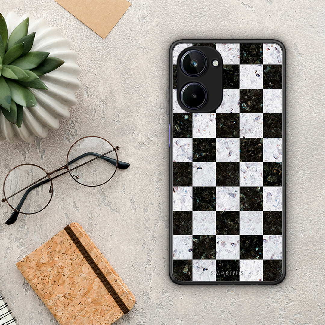 Θήκη Realme 10 Marble Square Geometric από τη Smartfits με σχέδιο στο πίσω μέρος και μαύρο περίβλημα | Realme 10 Marble Square Geometric Case with Colorful Back and Black Bezels