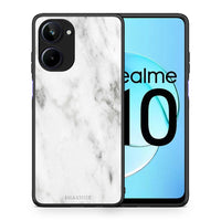 Thumbnail for Θήκη Realme 10 Marble White από τη Smartfits με σχέδιο στο πίσω μέρος και μαύρο περίβλημα | Realme 10 Marble White Case with Colorful Back and Black Bezels