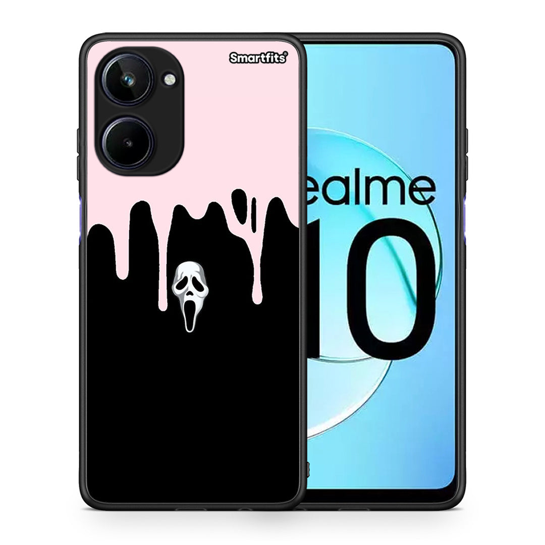 Θήκη Realme 10 Melting Halloween Mask από τη Smartfits με σχέδιο στο πίσω μέρος και μαύρο περίβλημα | Realme 10 Melting Halloween Mask Case with Colorful Back and Black Bezels