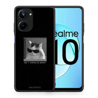 Thumbnail for Θήκη Realme 10 Meme Cat από τη Smartfits με σχέδιο στο πίσω μέρος και μαύρο περίβλημα | Realme 10 Meme Cat Case with Colorful Back and Black Bezels