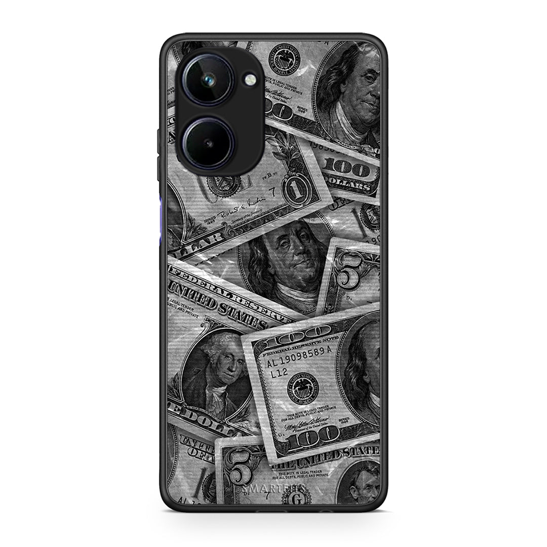 Θήκη Realme 10 Money Dollars από τη Smartfits με σχέδιο στο πίσω μέρος και μαύρο περίβλημα | Realme 10 Money Dollars Case with Colorful Back and Black Bezels