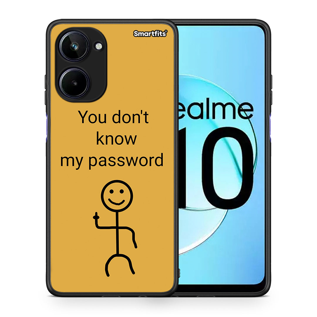 Θήκη Realme 10 My Password από τη Smartfits με σχέδιο στο πίσω μέρος και μαύρο περίβλημα | Realme 10 My Password Case with Colorful Back and Black Bezels