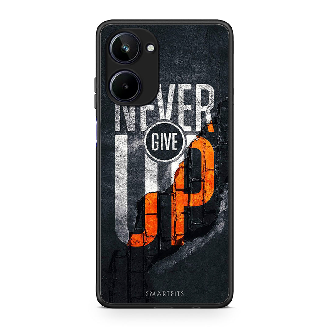 Θήκη Realme 10 Never Give Up από τη Smartfits με σχέδιο στο πίσω μέρος και μαύρο περίβλημα | Realme 10 Never Give Up Case with Colorful Back and Black Bezels