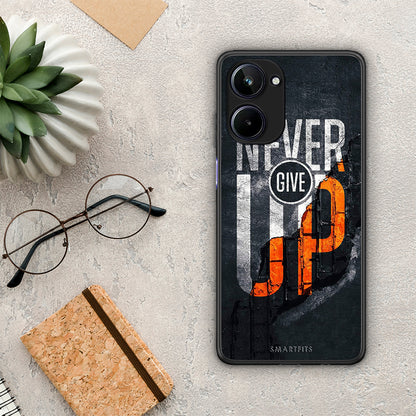 Θήκη Realme 10 Never Give Up από τη Smartfits με σχέδιο στο πίσω μέρος και μαύρο περίβλημα | Realme 10 Never Give Up Case with Colorful Back and Black Bezels