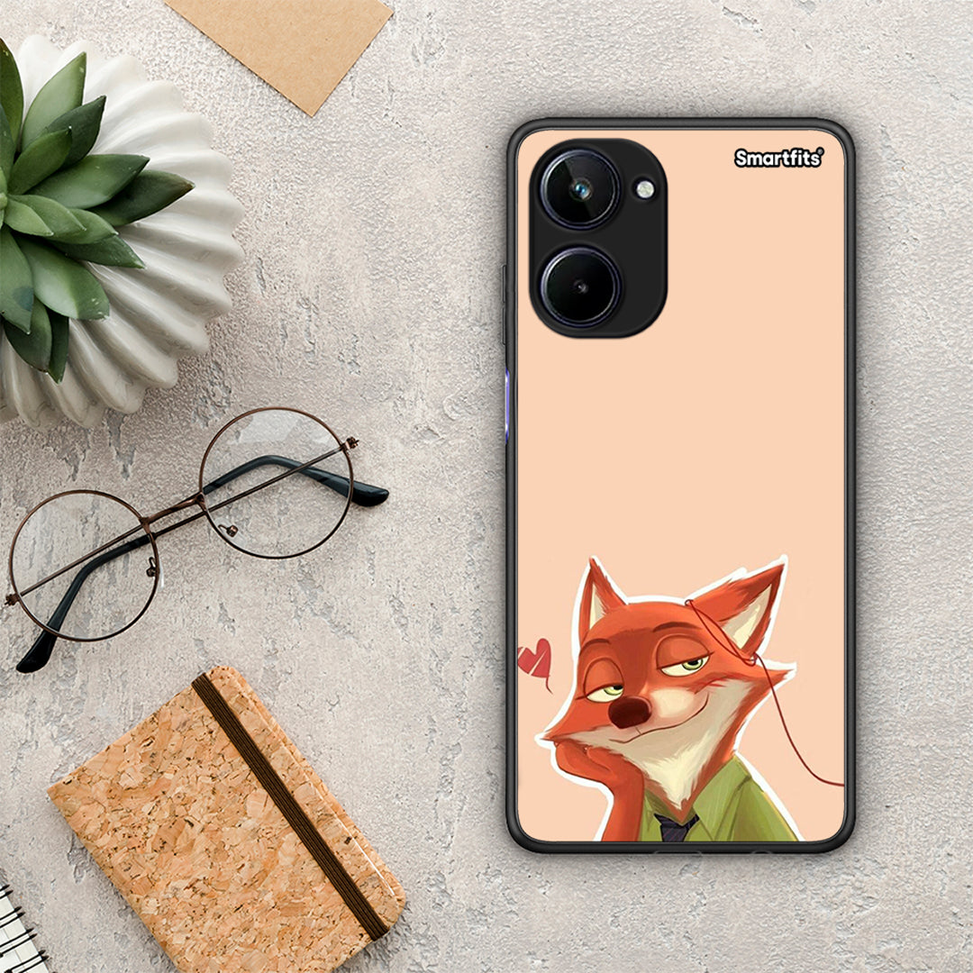 Θήκη Realme 10 Nick Wilde And Judy Hopps Love 1 από τη Smartfits με σχέδιο στο πίσω μέρος και μαύρο περίβλημα | Realme 10 Nick Wilde And Judy Hopps Love 1 Case with Colorful Back and Black Bezels