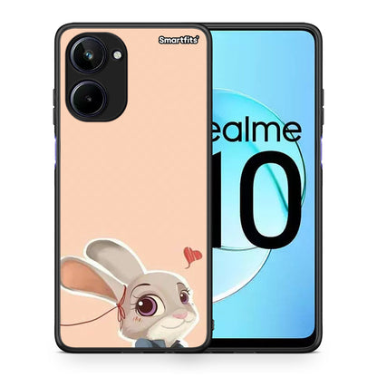 Θήκη Realme 10 Nick Wilde And Judy Hopps Love 2 από τη Smartfits με σχέδιο στο πίσω μέρος και μαύρο περίβλημα | Realme 10 Nick Wilde And Judy Hopps Love 2 Case with Colorful Back and Black Bezels