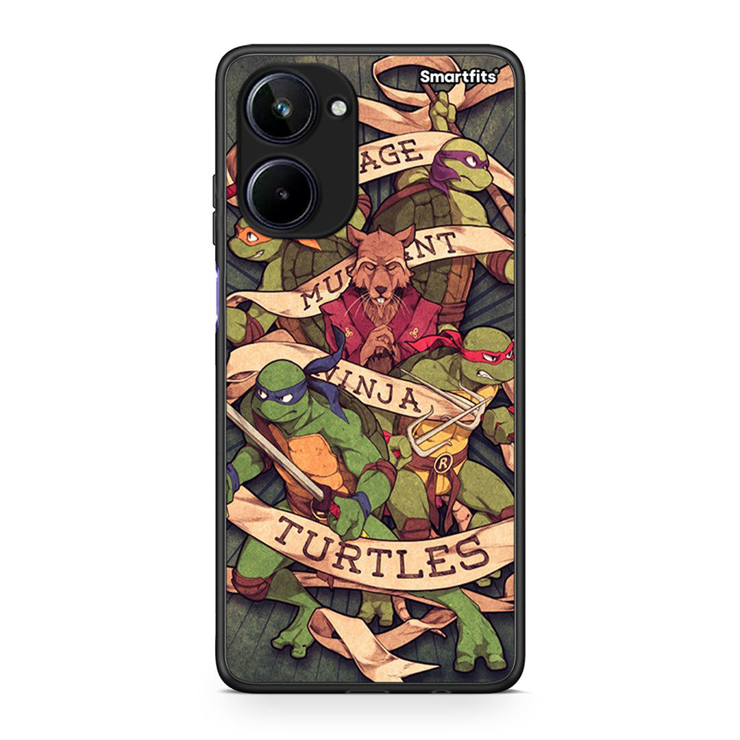 Θήκη Realme 10 Ninja Turtles από τη Smartfits με σχέδιο στο πίσω μέρος και μαύρο περίβλημα | Realme 10 Ninja Turtles Case with Colorful Back and Black Bezels