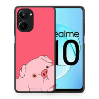 Thumbnail for Θήκη Realme 10 Pig Love 1 από τη Smartfits με σχέδιο στο πίσω μέρος και μαύρο περίβλημα | Realme 10 Pig Love 1 Case with Colorful Back and Black Bezels