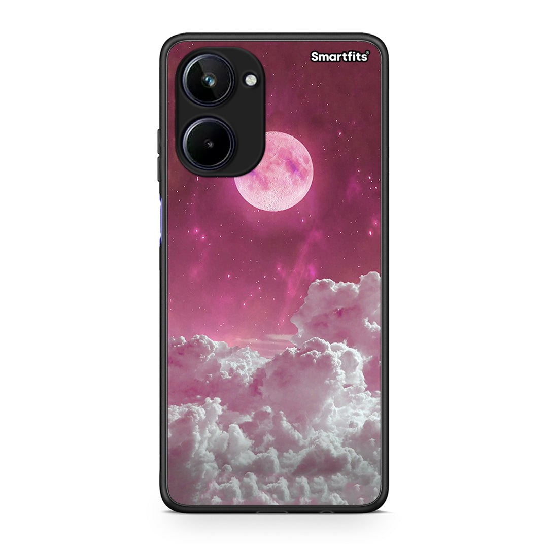 Θήκη Realme 10 Pink Moon από τη Smartfits με σχέδιο στο πίσω μέρος και μαύρο περίβλημα | Realme 10 Pink Moon Case with Colorful Back and Black Bezels