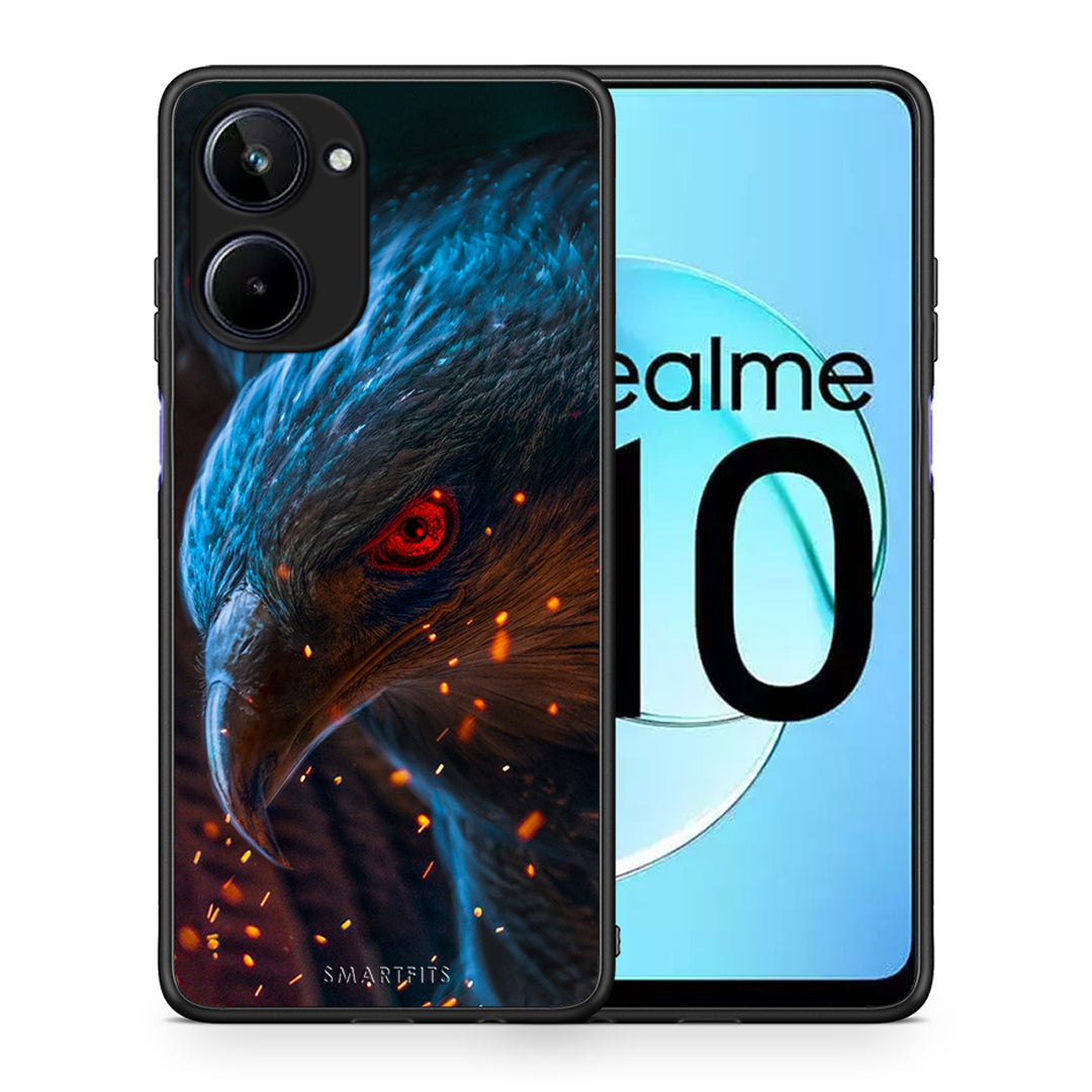 Θήκη Realme 10 PopArt Eagle από τη Smartfits με σχέδιο στο πίσω μέρος και μαύρο περίβλημα | Realme 10 PopArt Eagle Case with Colorful Back and Black Bezels