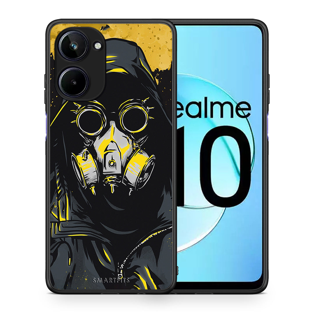 Θήκη Realme 10 PopArt Mask από τη Smartfits με σχέδιο στο πίσω μέρος και μαύρο περίβλημα | Realme 10 PopArt Mask Case with Colorful Back and Black Bezels