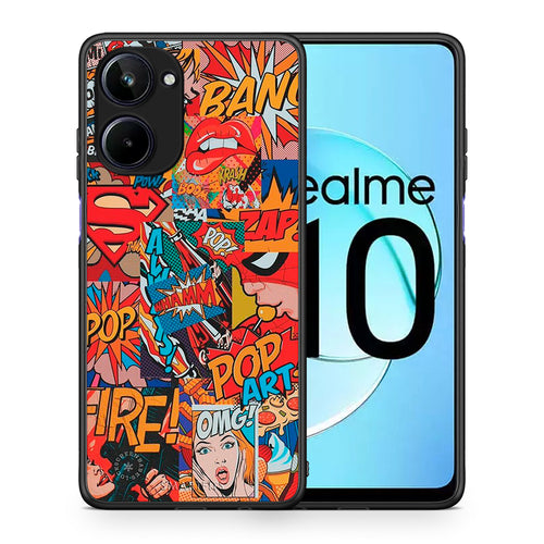 Θήκη Realme 10 PopArt OMG από τη Smartfits με σχέδιο στο πίσω μέρος και μαύρο περίβλημα | Realme 10 PopArt OMG Case with Colorful Back and Black Bezels