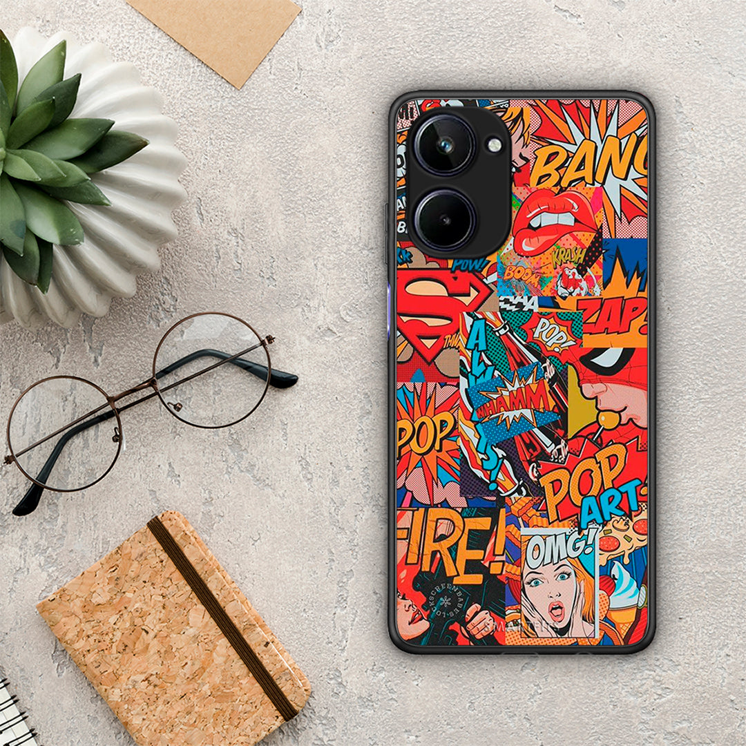 Θήκη Realme 10 PopArt OMG από τη Smartfits με σχέδιο στο πίσω μέρος και μαύρο περίβλημα | Realme 10 PopArt OMG Case with Colorful Back and Black Bezels