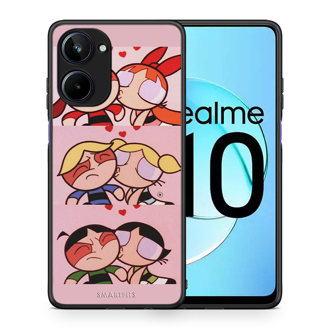 Θήκη Realme 10 Puff Love από τη Smartfits με σχέδιο στο πίσω μέρος και μαύρο περίβλημα | Realme 10 Puff Love Case with Colorful Back and Black Bezels