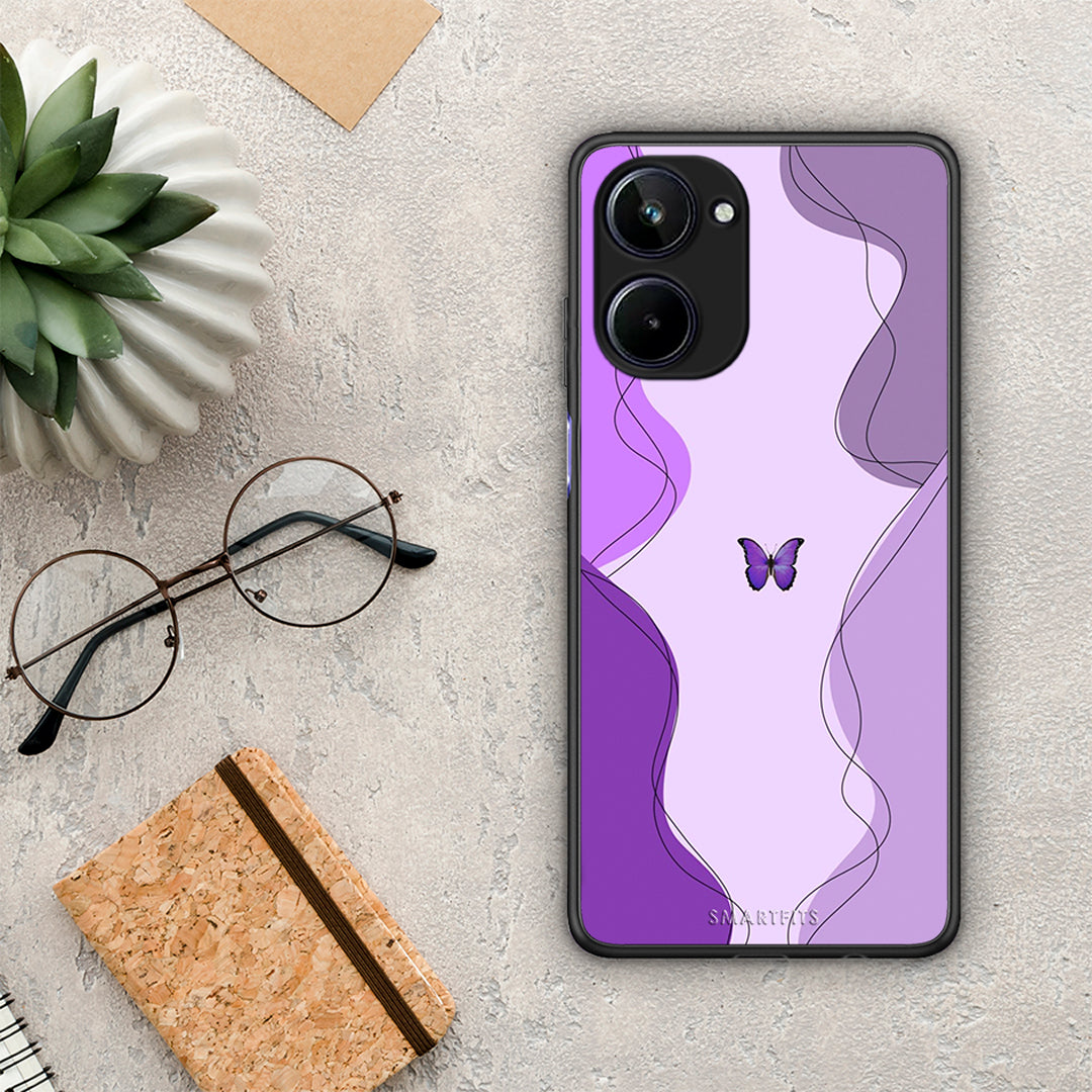Θήκη Realme 10 Purple Mariposa από τη Smartfits με σχέδιο στο πίσω μέρος και μαύρο περίβλημα | Realme 10 Purple Mariposa Case with Colorful Back and Black Bezels