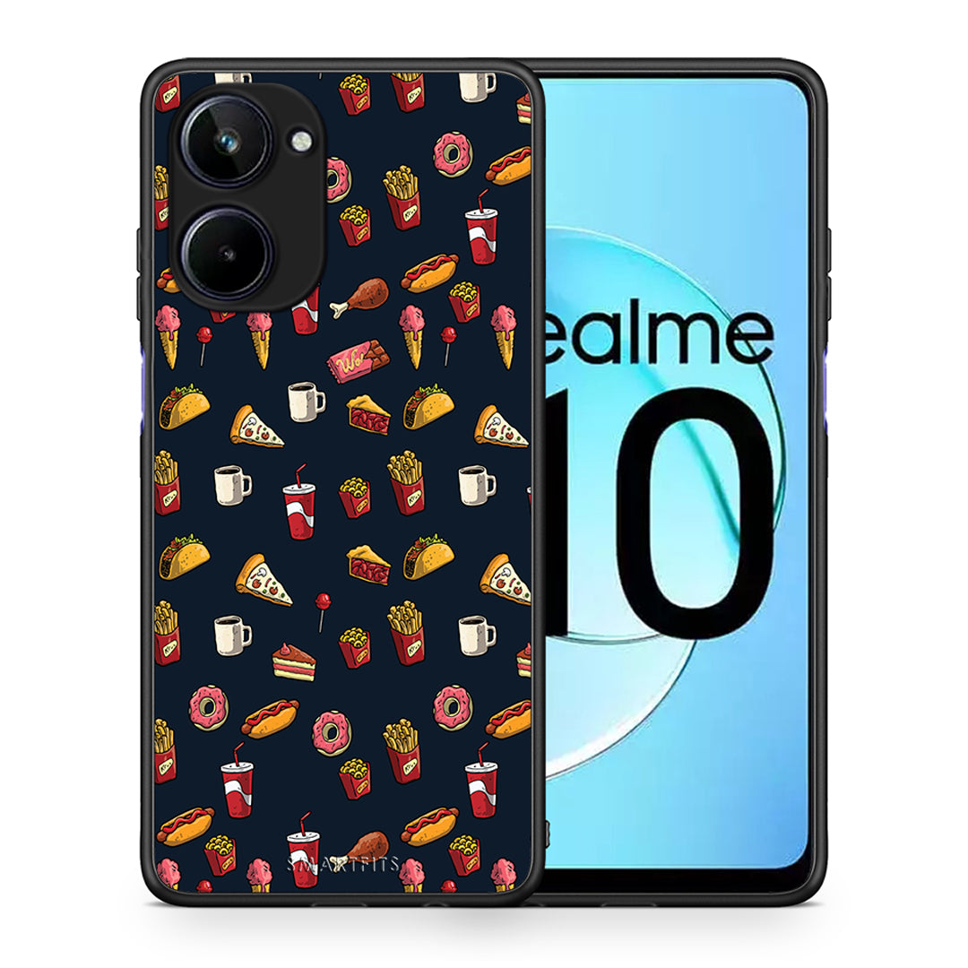 Θήκη Realme 10 Random Hungry από τη Smartfits με σχέδιο στο πίσω μέρος και μαύρο περίβλημα | Realme 10 Random Hungry Case with Colorful Back and Black Bezels