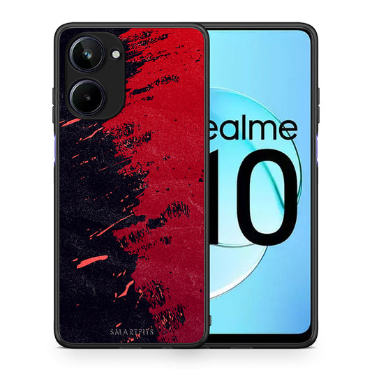Θήκη Realme 10 Red Paint από τη Smartfits με σχέδιο στο πίσω μέρος και μαύρο περίβλημα | Realme 10 Red Paint Case with Colorful Back and Black Bezels
