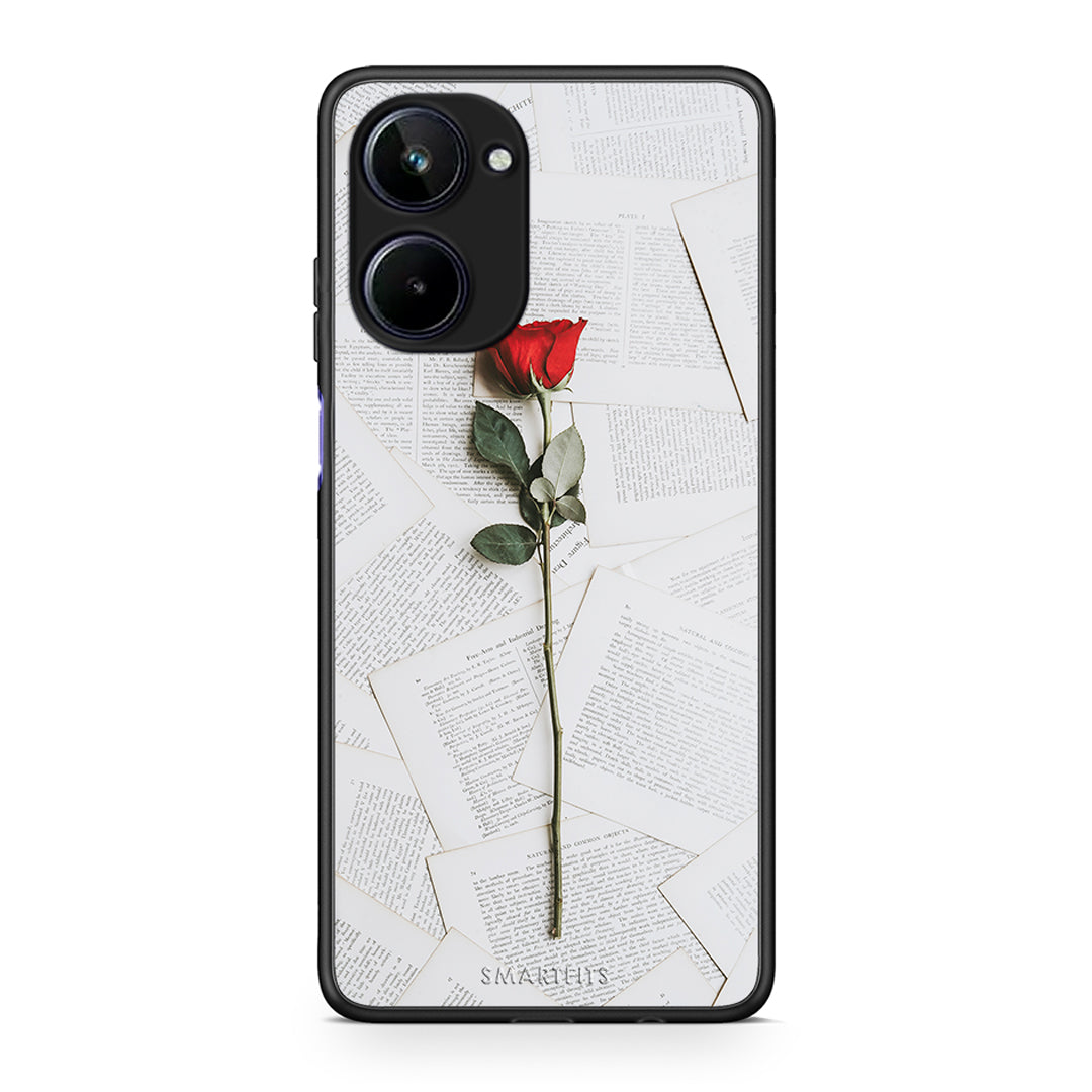 Θήκη Realme 10 Red Rose από τη Smartfits με σχέδιο στο πίσω μέρος και μαύρο περίβλημα | Realme 10 Red Rose Case with Colorful Back and Black Bezels