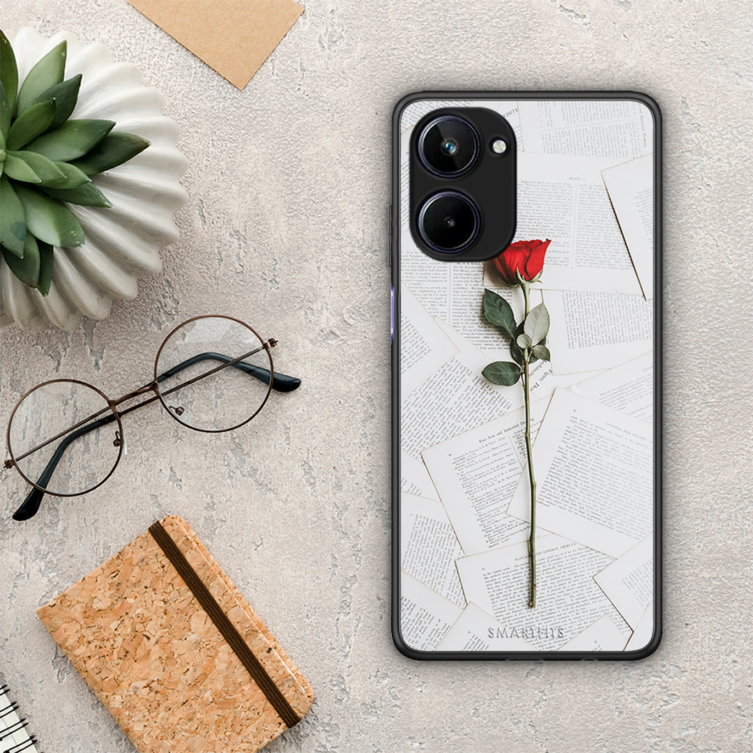 Θήκη Realme 10 Red Rose από τη Smartfits με σχέδιο στο πίσω μέρος και μαύρο περίβλημα | Realme 10 Red Rose Case with Colorful Back and Black Bezels