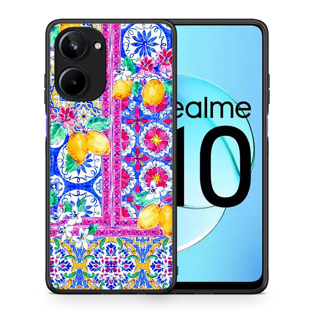 Θήκη Realme 10 Retro Spring από τη Smartfits με σχέδιο στο πίσω μέρος και μαύρο περίβλημα | Realme 10 Retro Spring Case with Colorful Back and Black Bezels