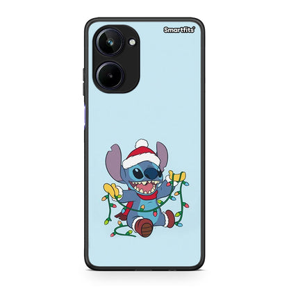 Θήκη Realme 10 Santa Stich από τη Smartfits με σχέδιο στο πίσω μέρος και μαύρο περίβλημα | Realme 10 Santa Stich Case with Colorful Back and Black Bezels