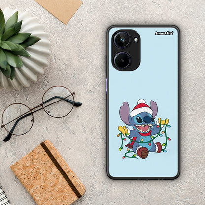 Θήκη Realme 10 Santa Stich από τη Smartfits με σχέδιο στο πίσω μέρος και μαύρο περίβλημα | Realme 10 Santa Stich Case with Colorful Back and Black Bezels