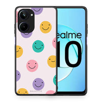 Thumbnail for Θήκη Realme 10 Smiley Faces από τη Smartfits με σχέδιο στο πίσω μέρος και μαύρο περίβλημα | Realme 10 Smiley Faces Case with Colorful Back and Black Bezels