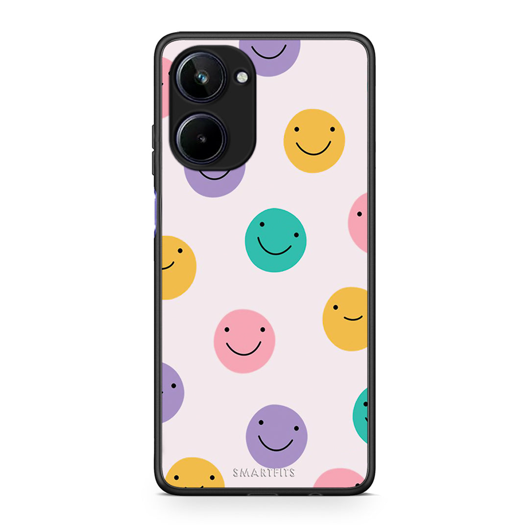 Θήκη Realme 10 Smiley Faces από τη Smartfits με σχέδιο στο πίσω μέρος και μαύρο περίβλημα | Realme 10 Smiley Faces Case with Colorful Back and Black Bezels