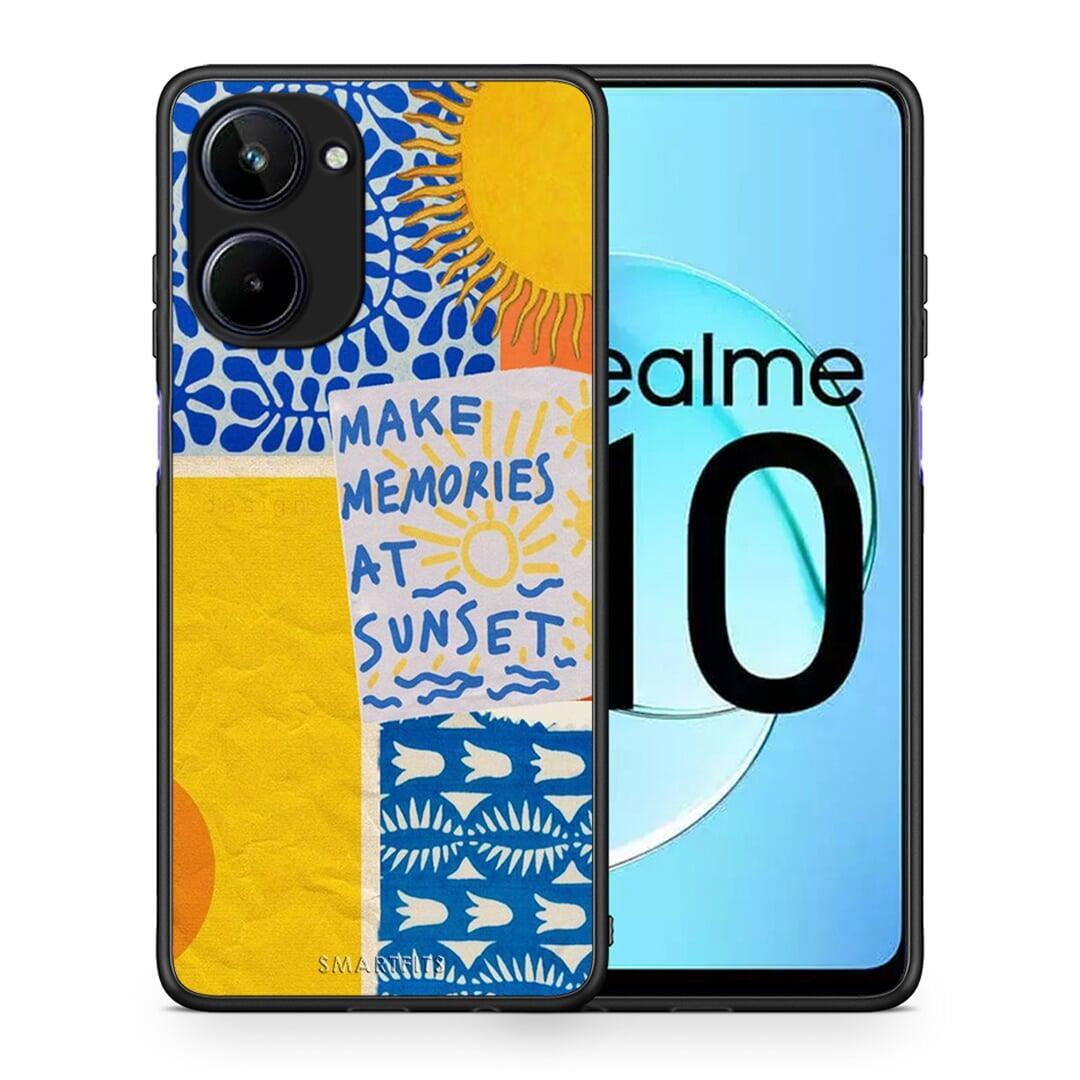 Θήκη Realme 10 Sunset Memories από τη Smartfits με σχέδιο στο πίσω μέρος και μαύρο περίβλημα | Realme 10 Sunset Memories Case with Colorful Back and Black Bezels