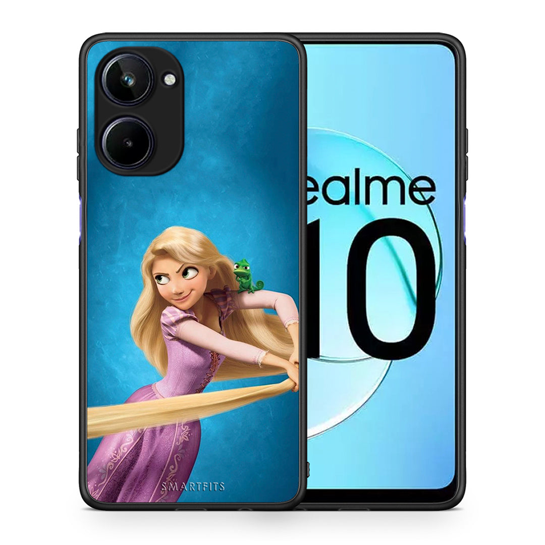 Θήκη Realme 10 Tangled 2 από τη Smartfits με σχέδιο στο πίσω μέρος και μαύρο περίβλημα | Realme 10 Tangled 2 Case with Colorful Back and Black Bezels