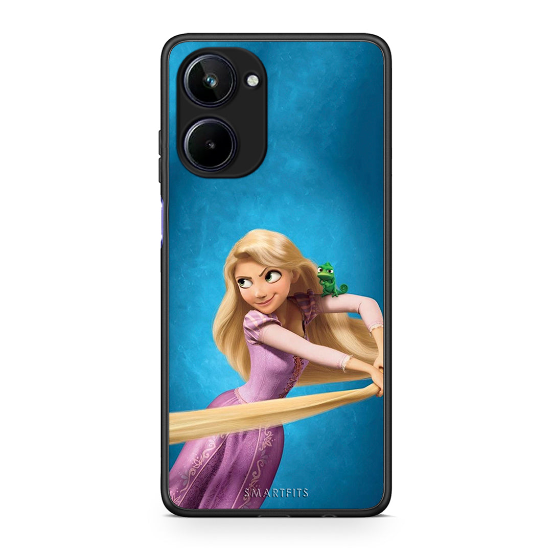 Θήκη Realme 10 Tangled 2 από τη Smartfits με σχέδιο στο πίσω μέρος και μαύρο περίβλημα | Realme 10 Tangled 2 Case with Colorful Back and Black Bezels