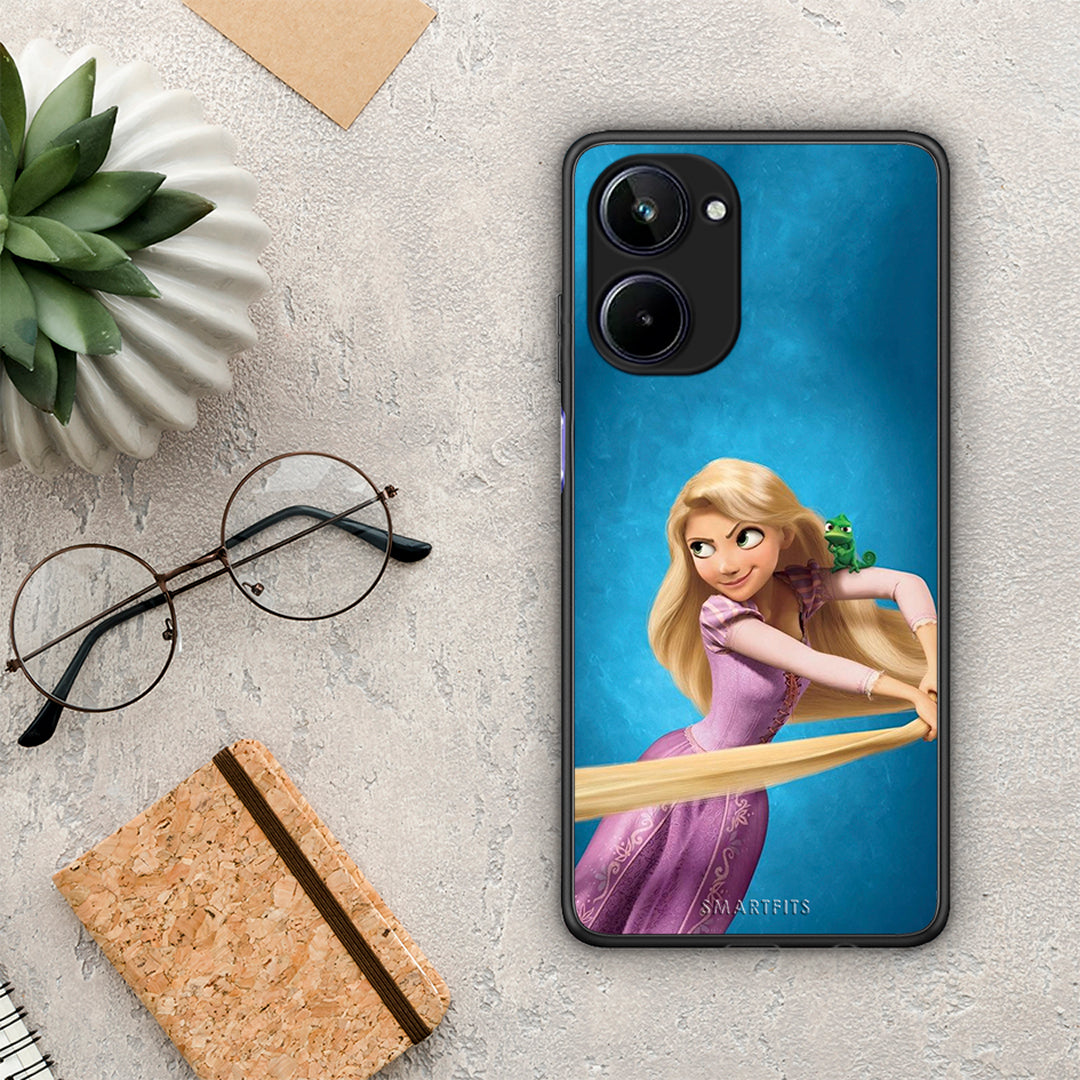 Θήκη Realme 10 Tangled 2 από τη Smartfits με σχέδιο στο πίσω μέρος και μαύρο περίβλημα | Realme 10 Tangled 2 Case with Colorful Back and Black Bezels