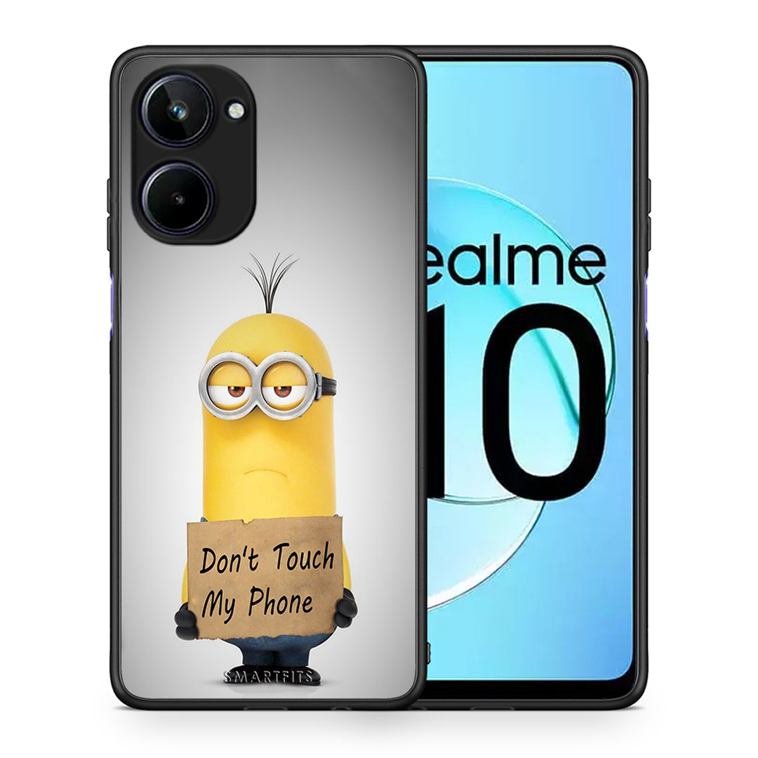 Θήκη Realme 10 Text Minion από τη Smartfits με σχέδιο στο πίσω μέρος και μαύρο περίβλημα | Realme 10 Text Minion Case with Colorful Back and Black Bezels