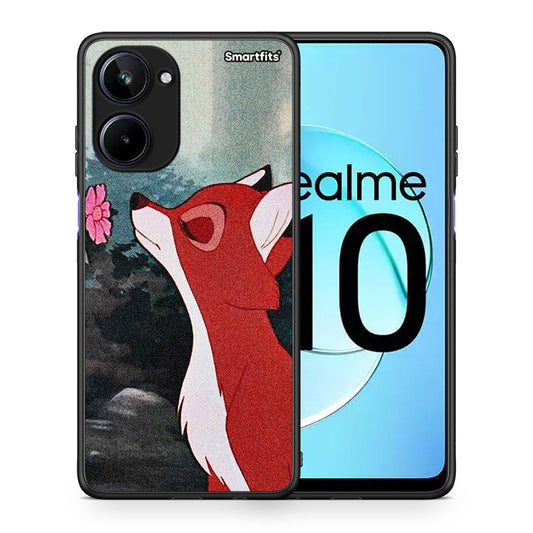 Θήκη Realme 10 Tod And Vixey Love 2 από τη Smartfits με σχέδιο στο πίσω μέρος και μαύρο περίβλημα | Realme 10 Tod And Vixey Love 2 Case with Colorful Back and Black Bezels